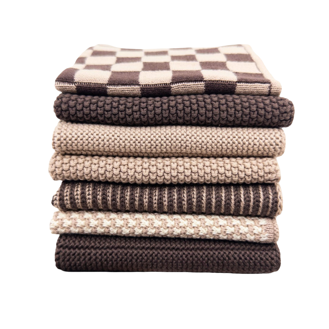 Set of 7 organic cotton knitted cloths