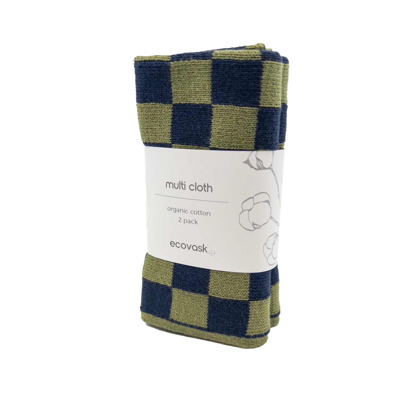 Set of two cotton knitted cloths navy pistachio check