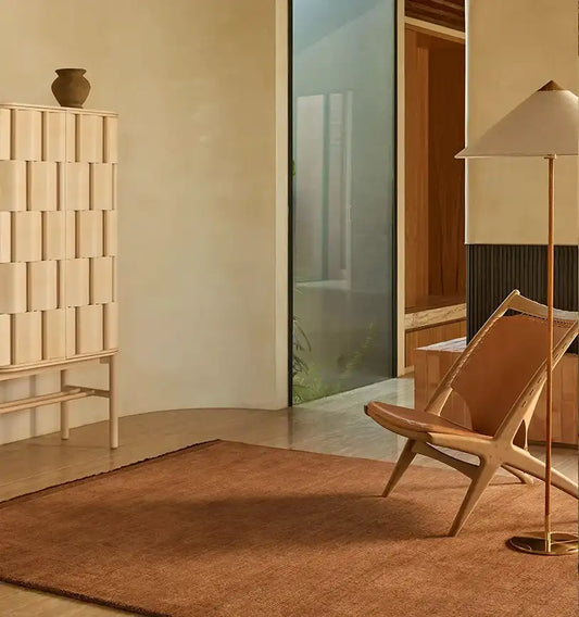 Silvio NZ wool rug with wide border sienna