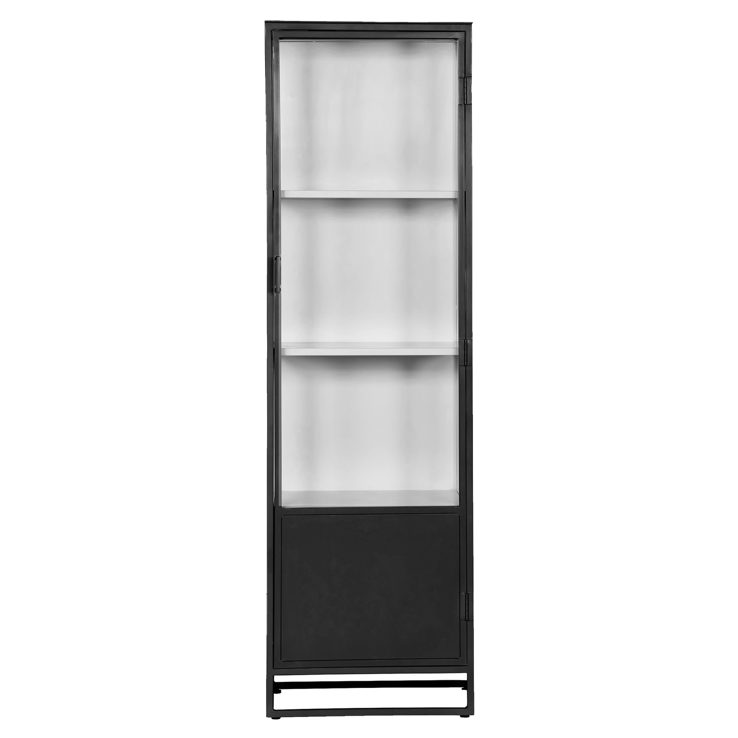 Metal single door glass cabinet 200cm black