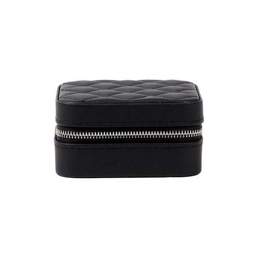 Small square quilted jewellery box 10cm black