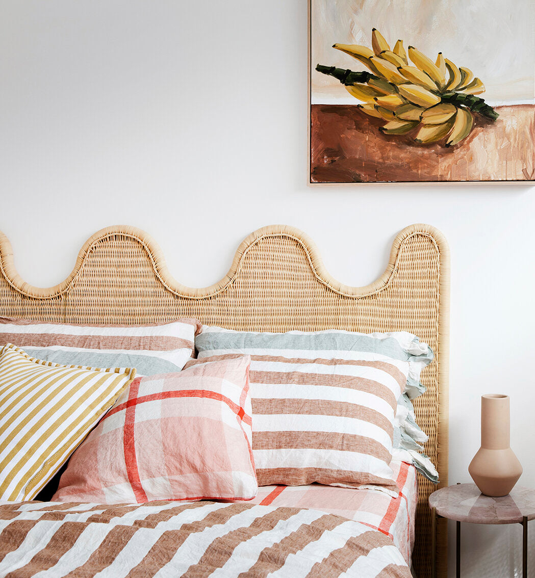 SOW tobacco stripe linen pillowcase set