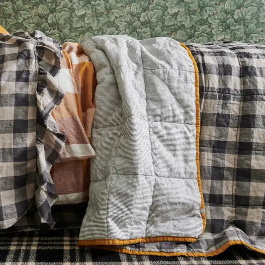 SOW licorice & pinstripe linen quilt