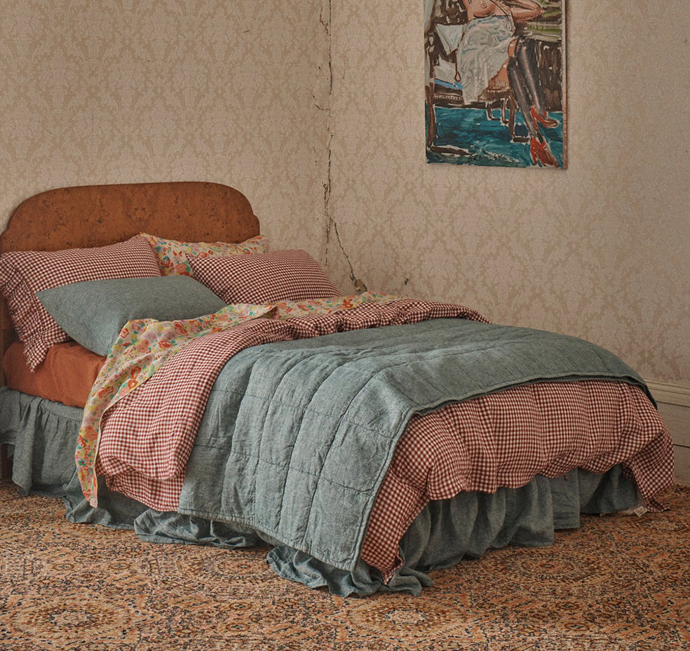 SOW spruce marl linen quilt
