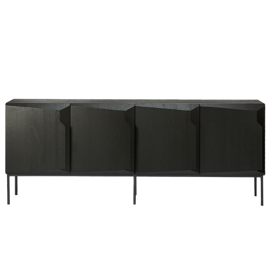 Oak angled sideboard 4-door 200cm black