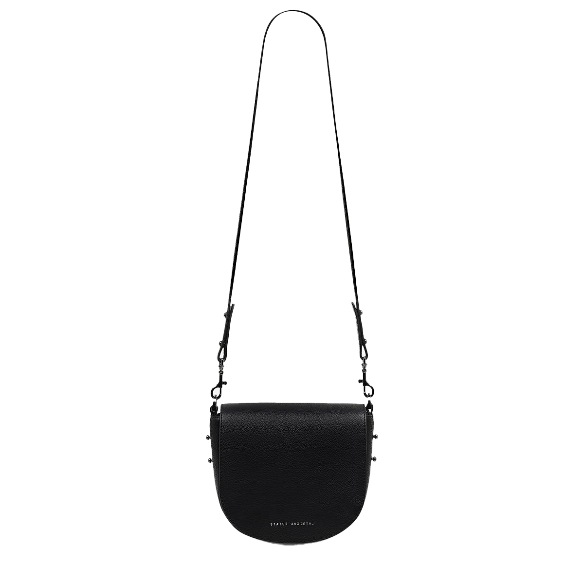 Status Anxiety art of pretending leather bag black