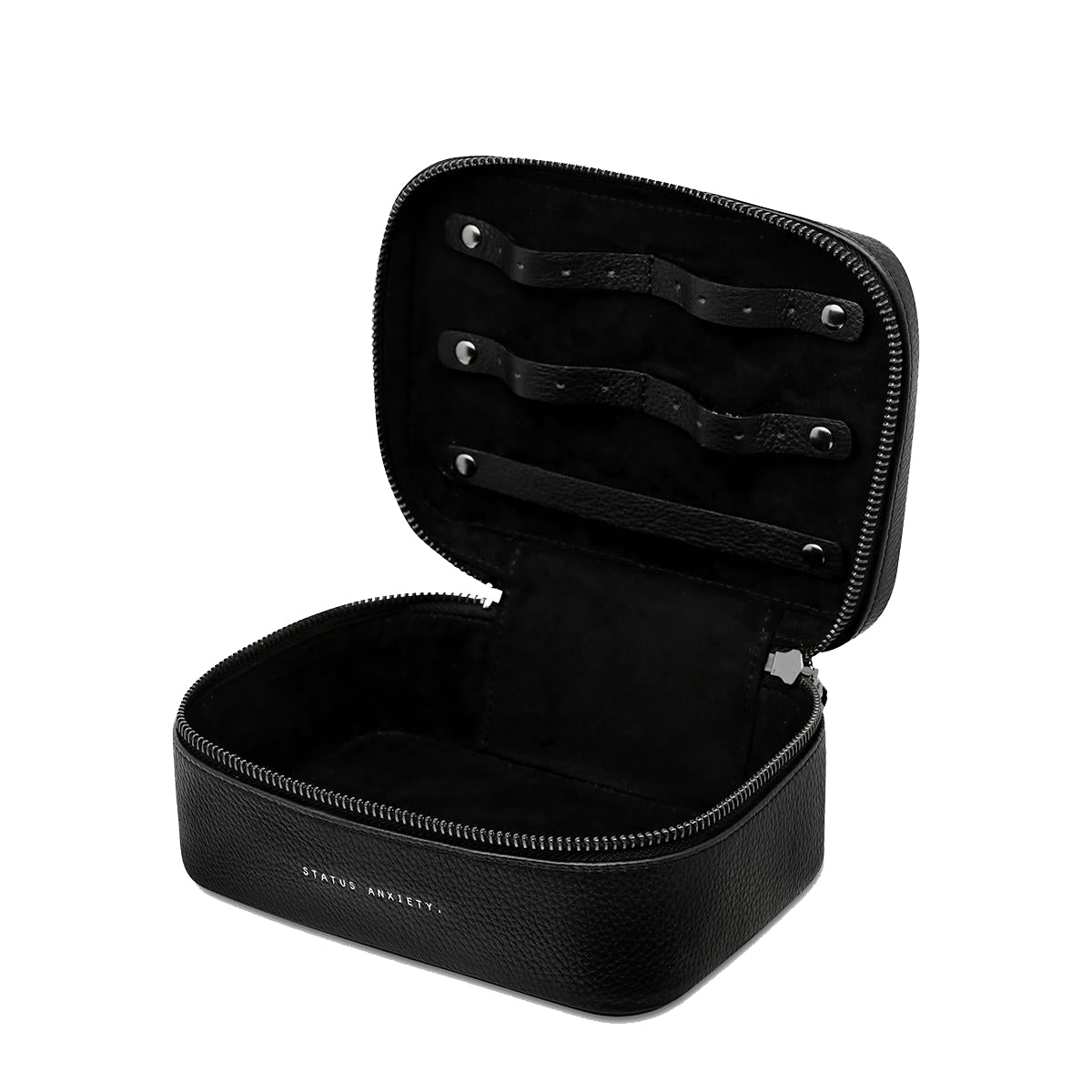 Status Anxiety leather jewellery case black