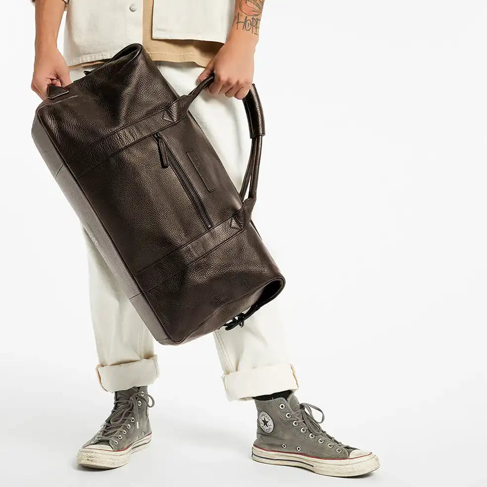 Status Anxiety everything I wanted duffle bag leather cocoa