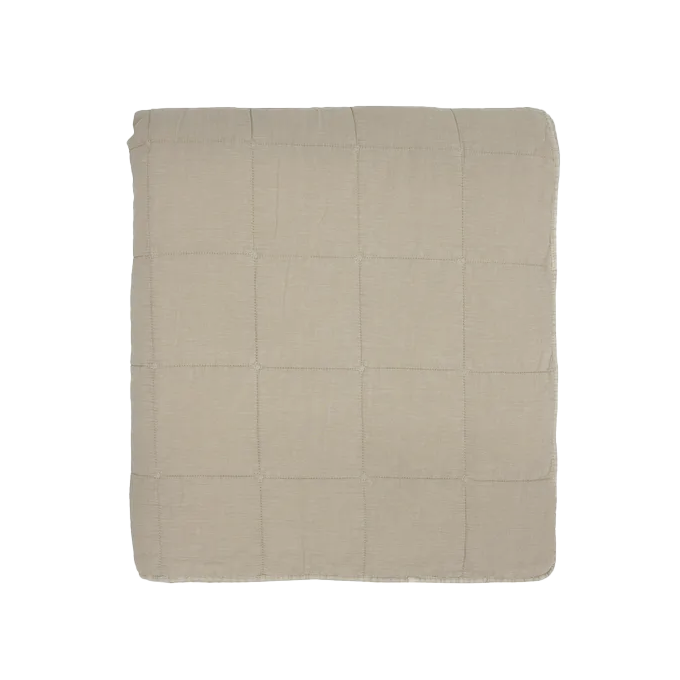 Stonewashed cotton quilt taupe 240 x 265cm