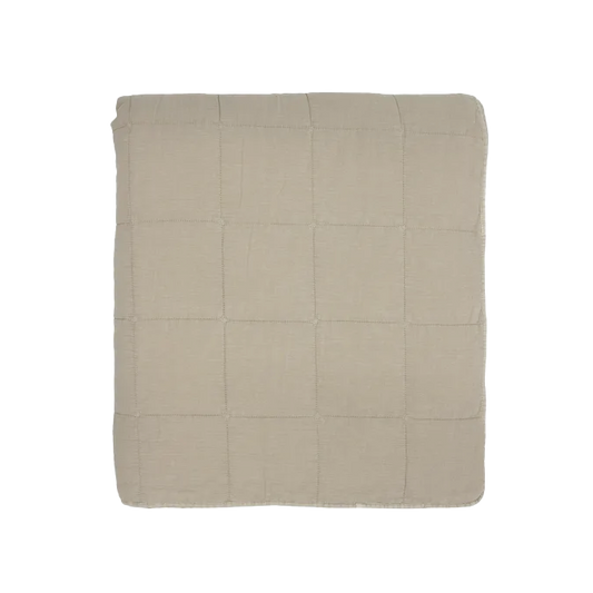 Stonewashed cotton quilt taupe 240 x 265cm