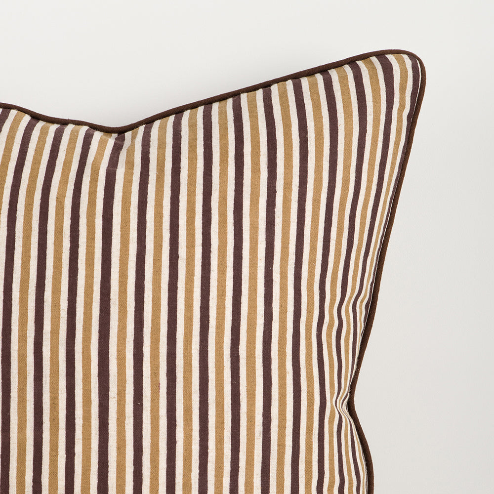 Strato striped cotton cushion 55cm chocolate