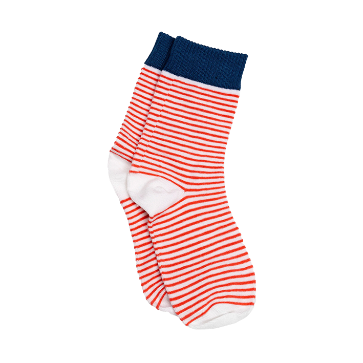Stripe cotton socks red & blue