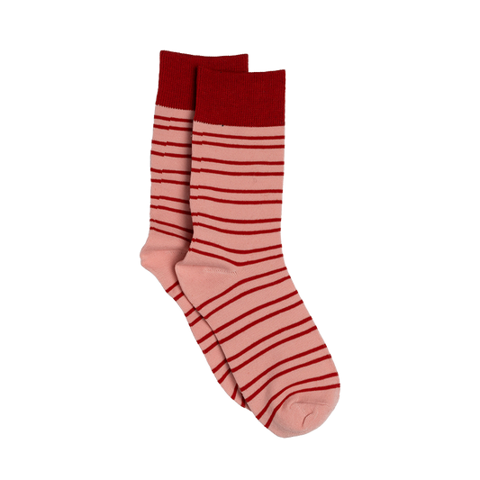 Stripe cotton socks red & pink