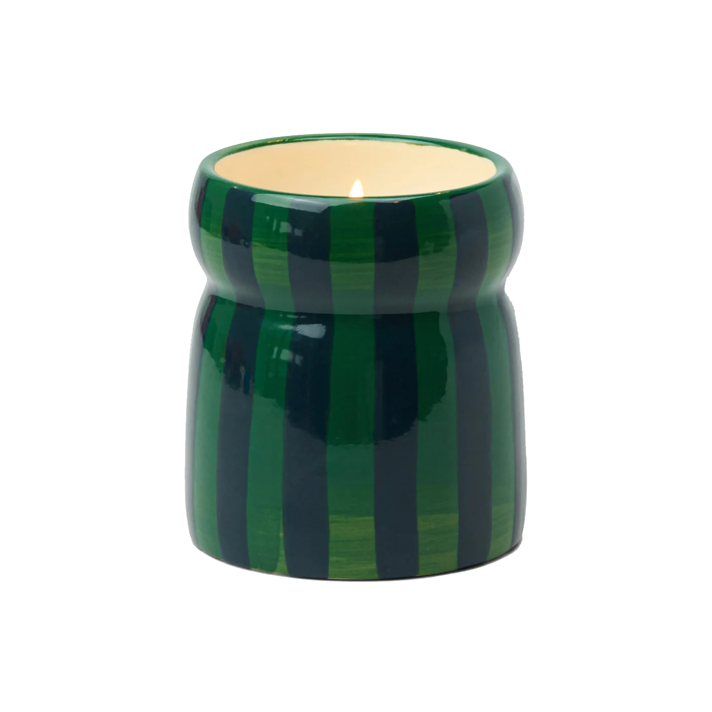 Striped ceramic soy candle with lid Balsam Fir