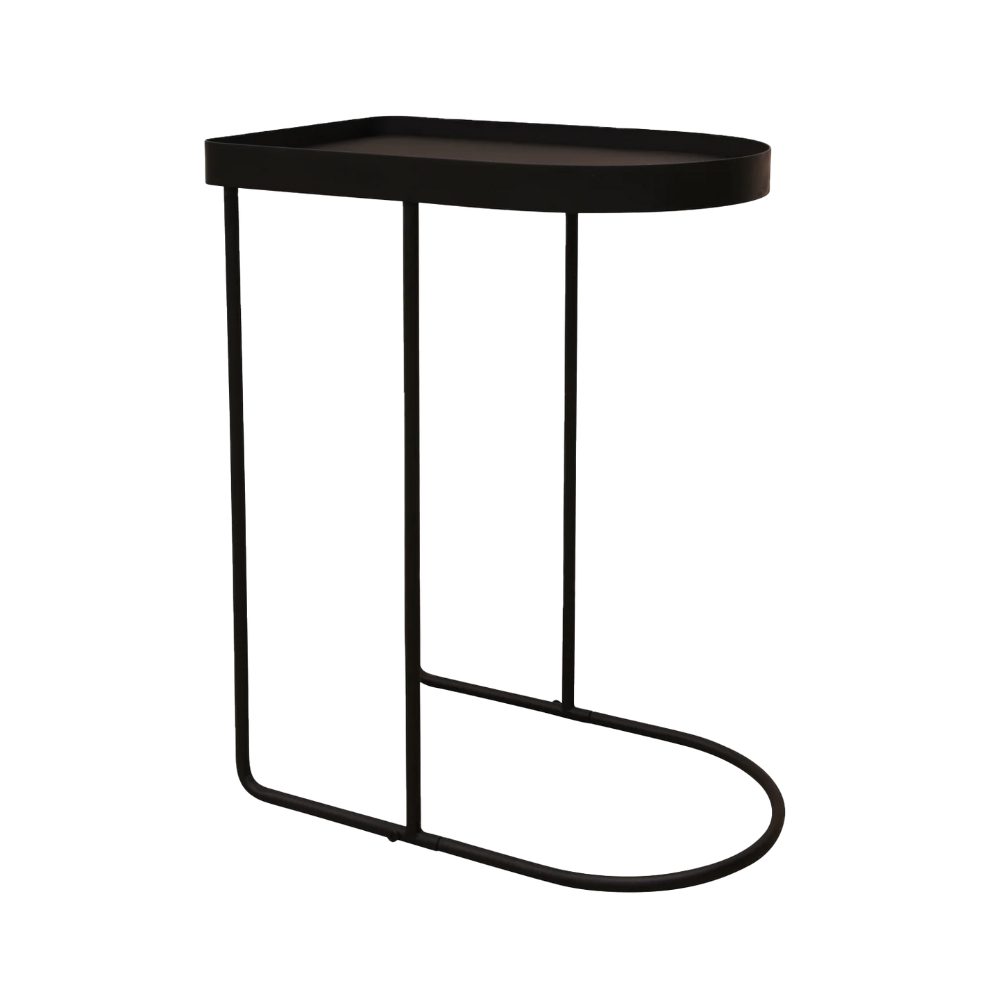 Metal rounded sofa side table black