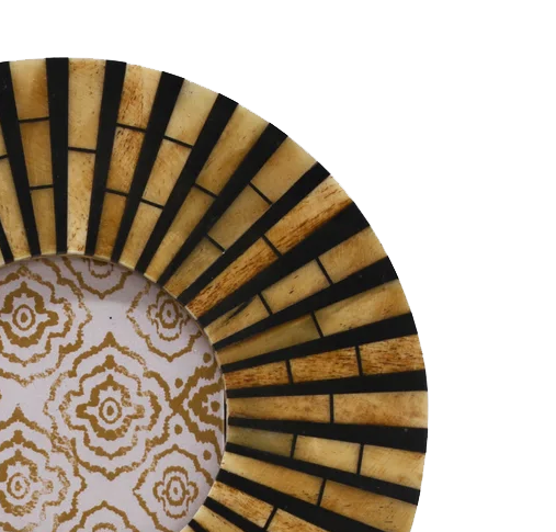 Sunburst round photo frame black and gold 16cm