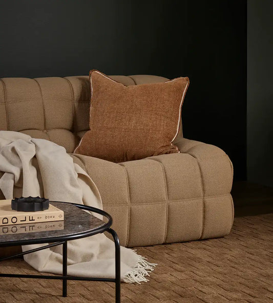 Sutton cotton linen chenille cushion cover 55cm praline
