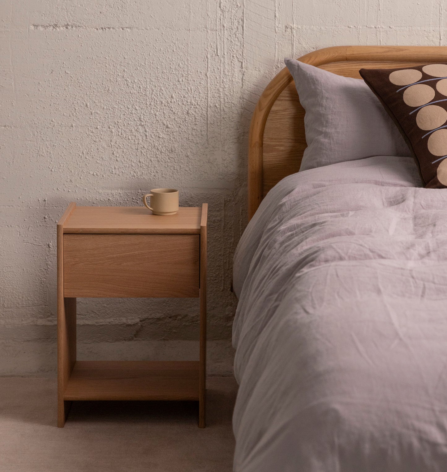 Switch oak veneer bedside table with drawer natural