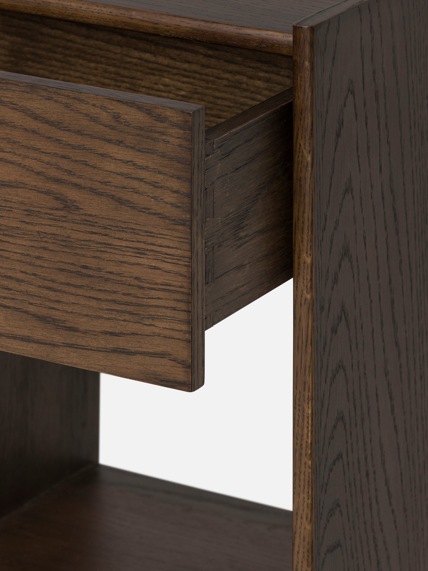 Switch veneer bedside table with drawer smoked oak