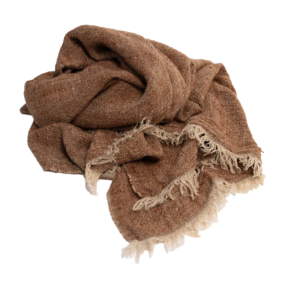 Tabako linen throw 140 x 200cm tobacco