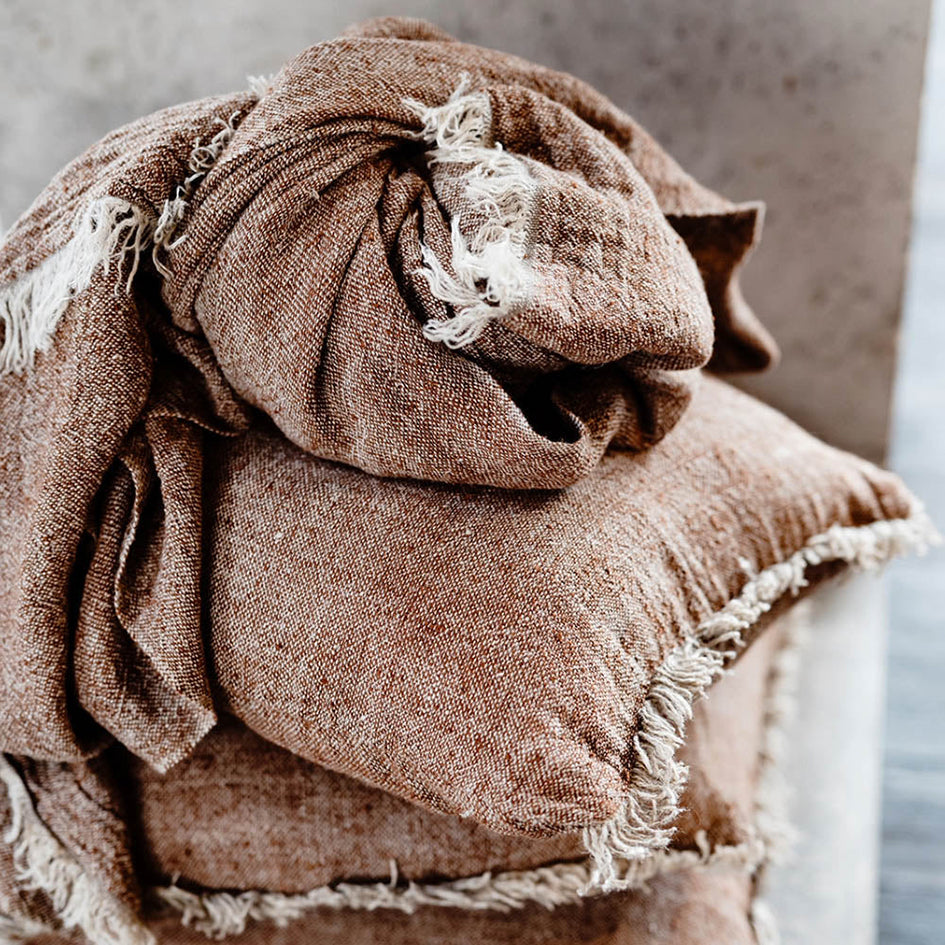 Tabako linen throw 140 x 200cm tobacco
