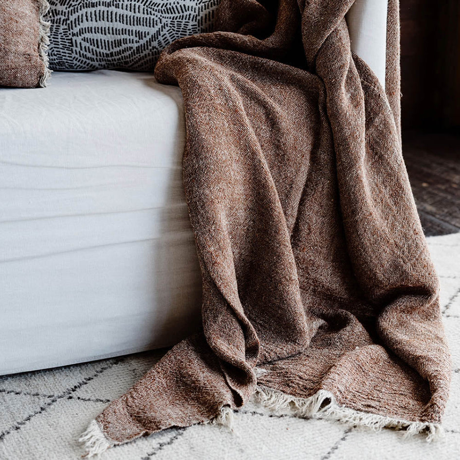 Tabako linen throw 140 x 200cm tobacco