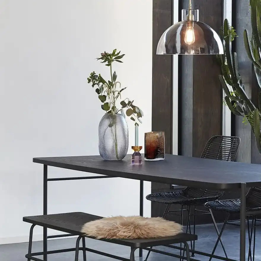 Tall dimpled organic shaped glass vase grey 30cm