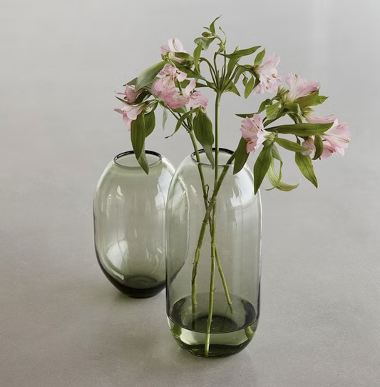 Tall glass vase moss green