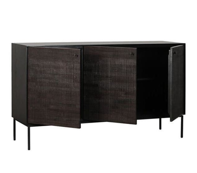 Teak grooves 3-door sideboard 150cm black