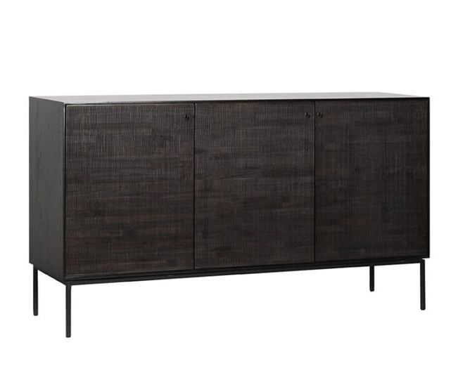 Teak grooves 3-door sideboard 150cm black