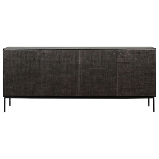 Teak grooves 4-door sideboard 200cm black