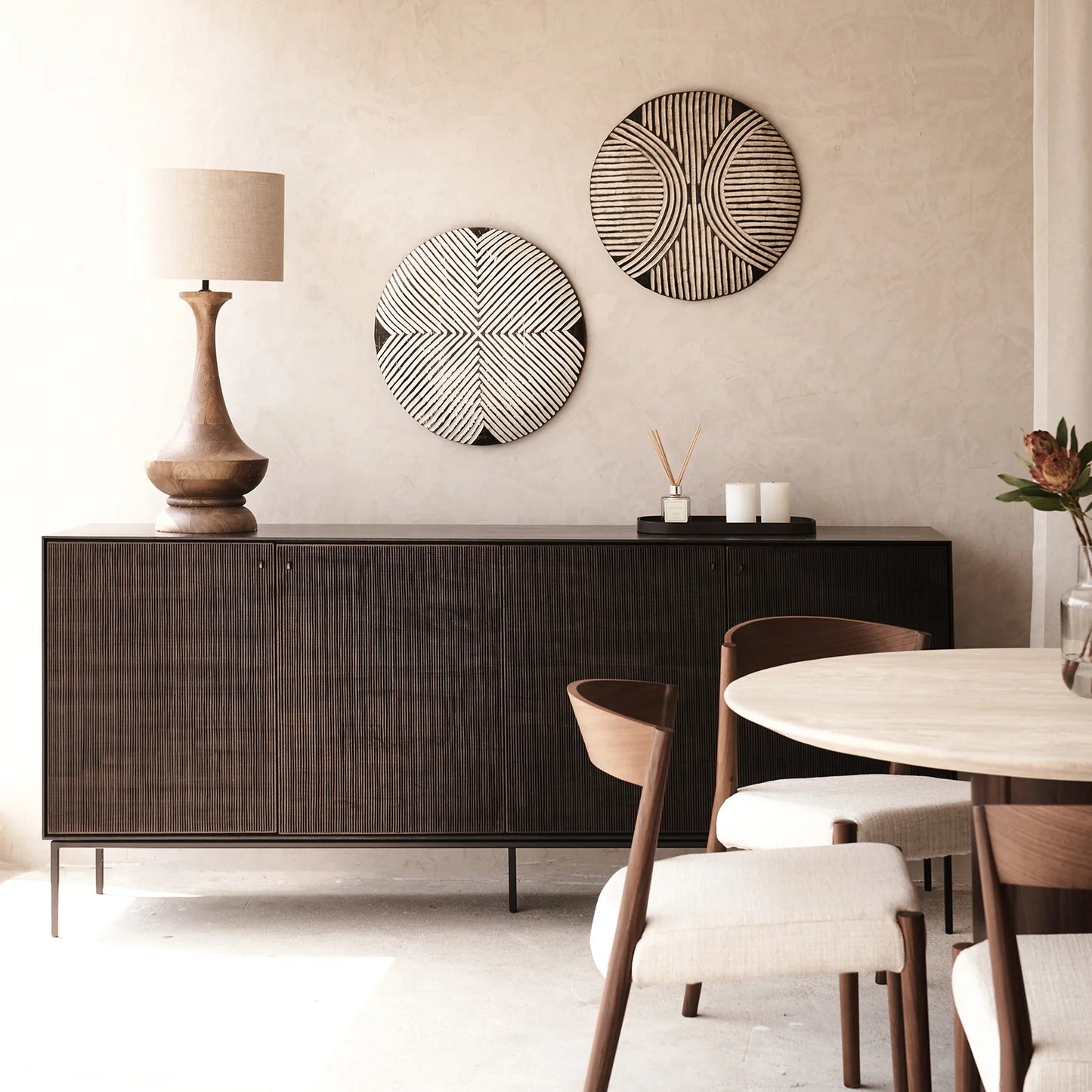 Teak grooves 4-door sideboard 200cm black