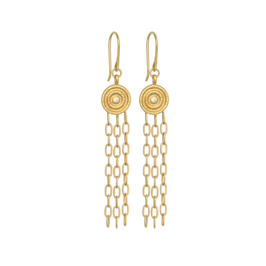 Temple of the Sun Reign chandelier earrings gold