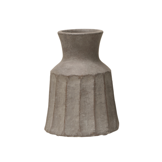 Textured terracotta vase grey