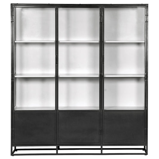Metal triple door glass cabinet 200cm black