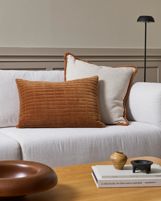 Turner velvet lumbar cushion cover tobacco 40 x 60cm