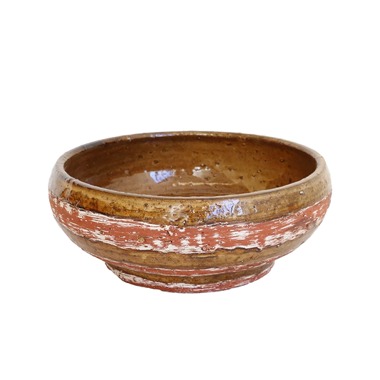 Tuscan rustic terracotta bowl 27cm ochre