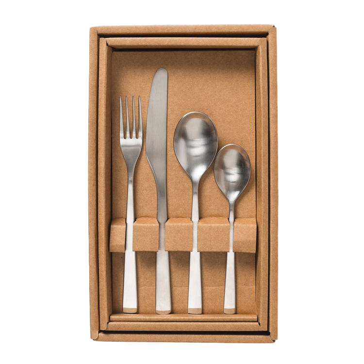 Utility brushed stainless steel 16-piece cutlery set