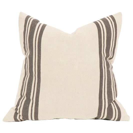 Vera linen cushion cover charcoal stripe 50cm