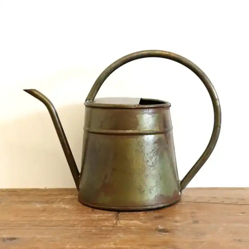 Watering can aged brass look finish