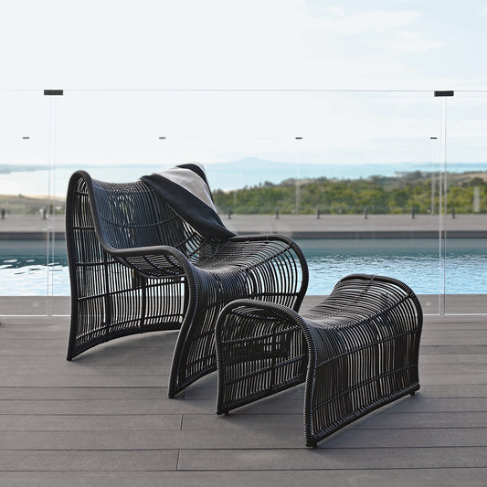 Outdoor wave chair straight weave black