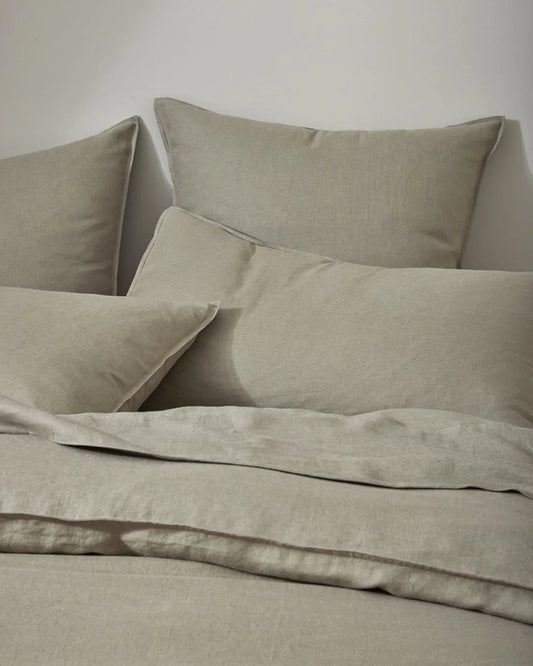 Ravello French flax linen pillowcase pair caper