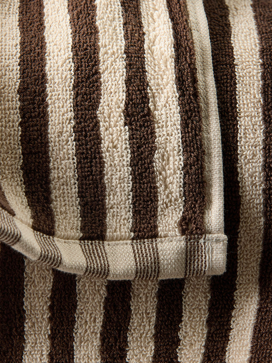 Wide stripe cotton bath towel range cocoa