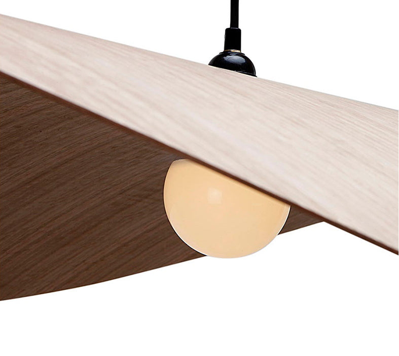 Large wooden veneer floating pendant shade