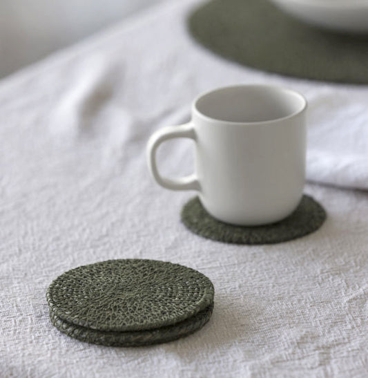 Woven coasters set of 4 olive