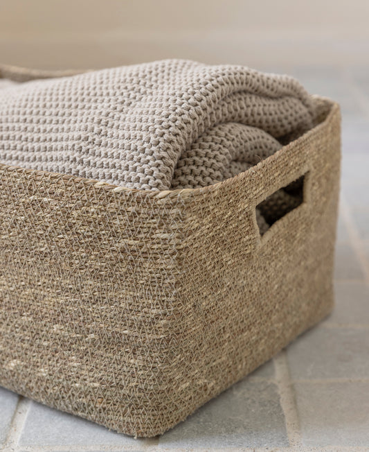 Woven storage basket natural