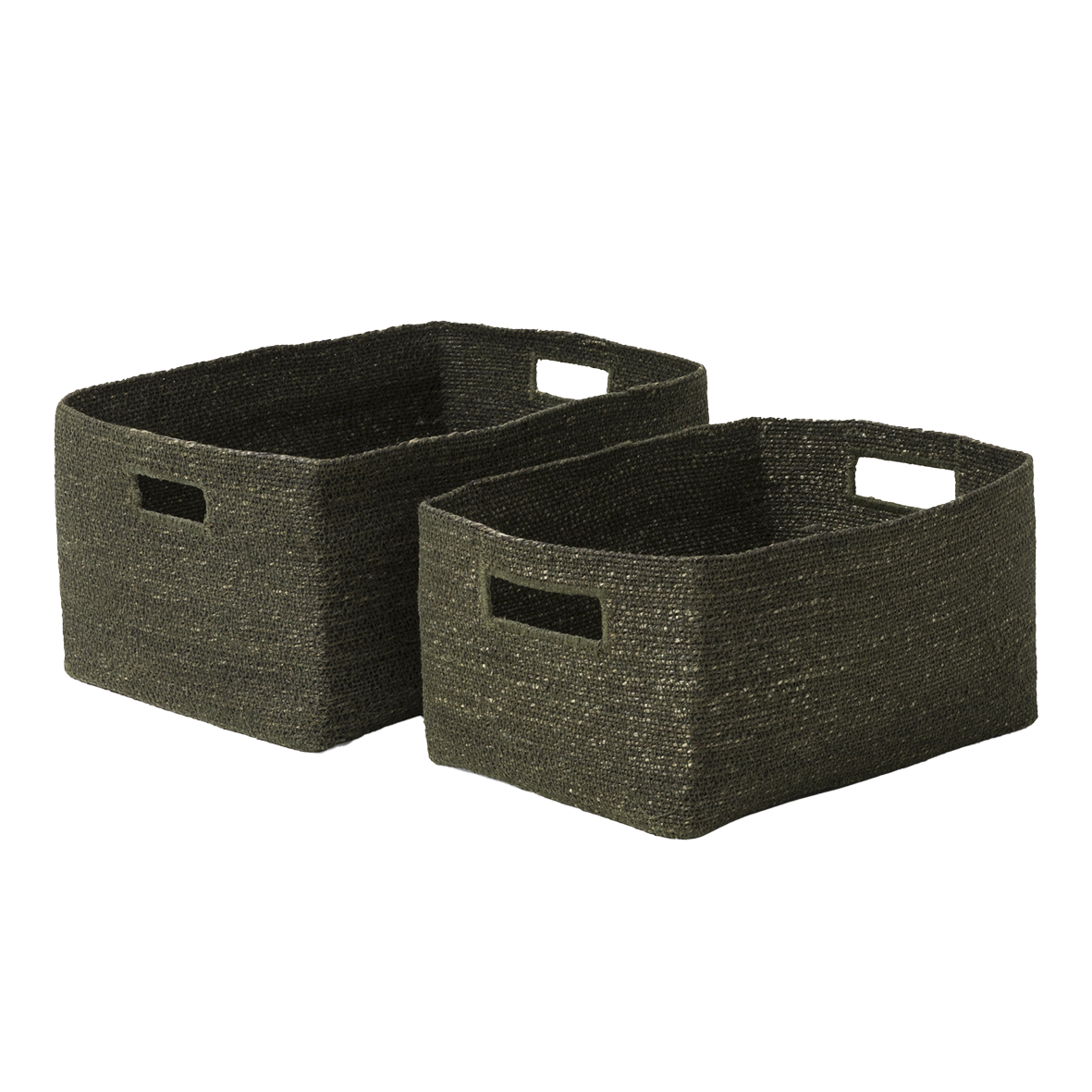 Woven storage basket olive
