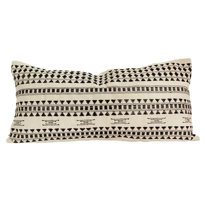 Woven cushion cover black/natural 80x40cm