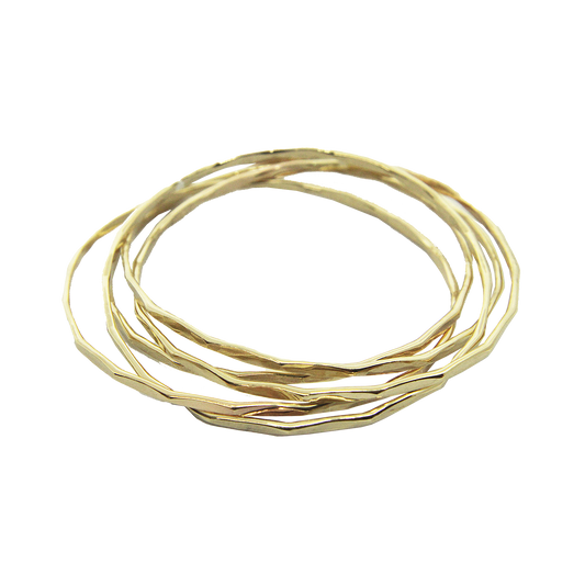 NZ made hammered brass bangle cluster (5)