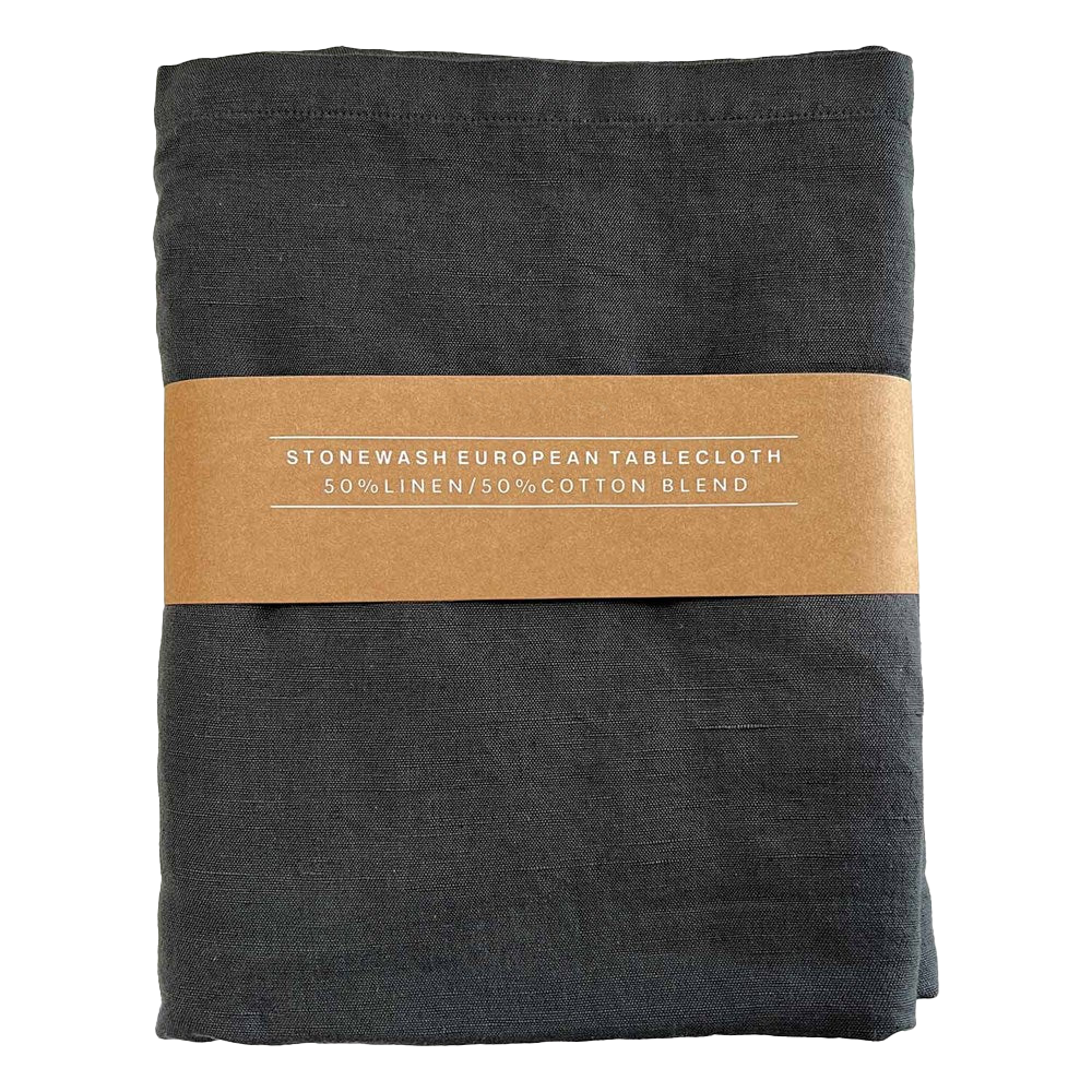 Linen cotton chambray tablecloth charcoal 260cm
